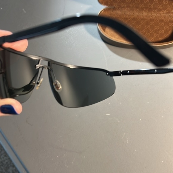 Authentic Gucci 1891/S Rimless Sunglasses Gray Blk Silver Haardware W Gucci Case - Picture 14 of 15